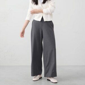 Banana Republic Petite Hayden Wide Leg Pant in Dark Charcoal Heather